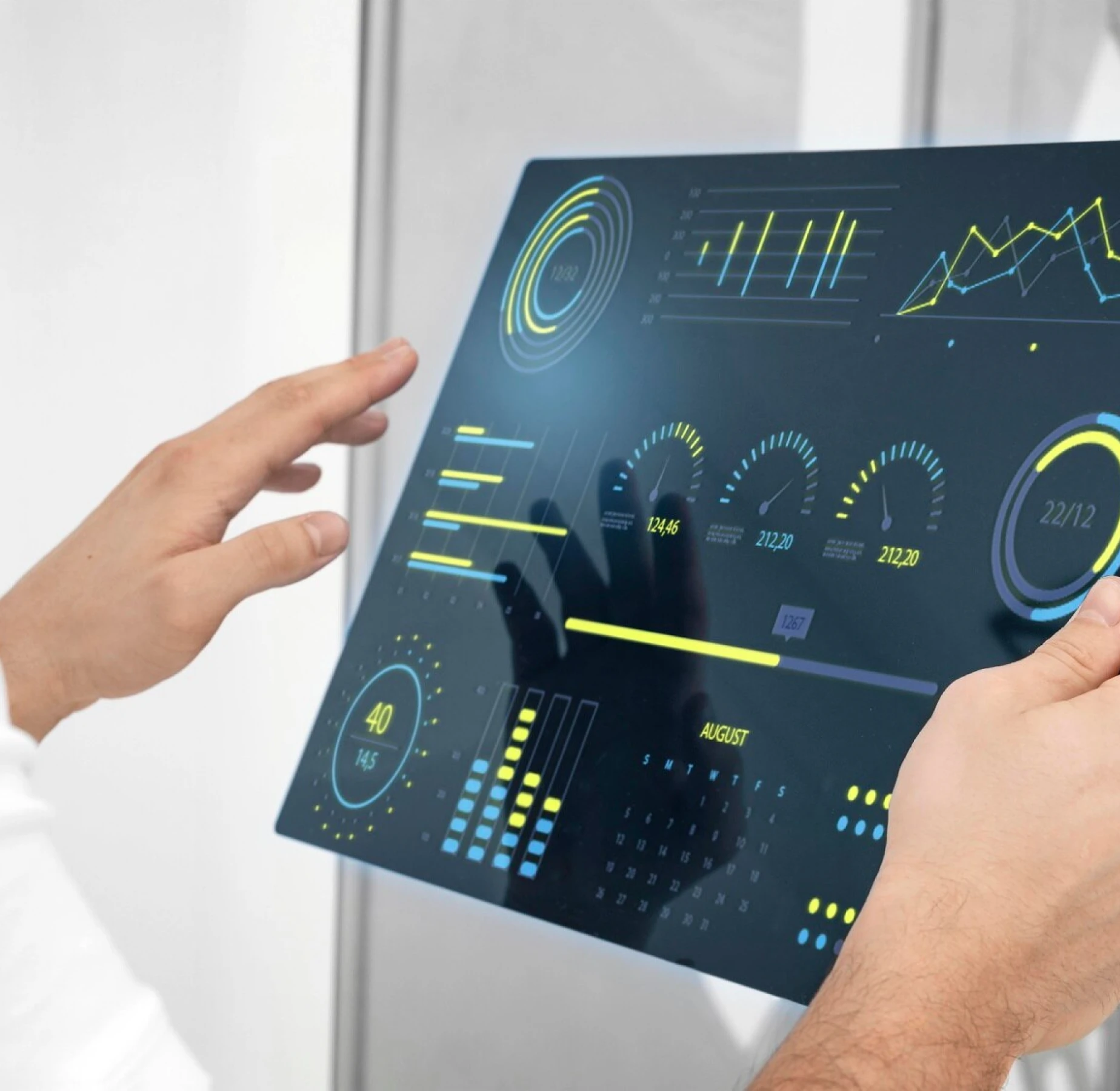 Hand using a tablet dashboard