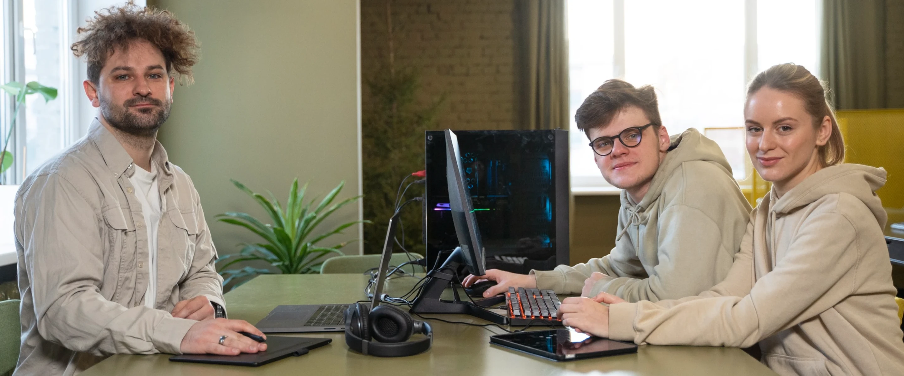 Developer building software at a workstation